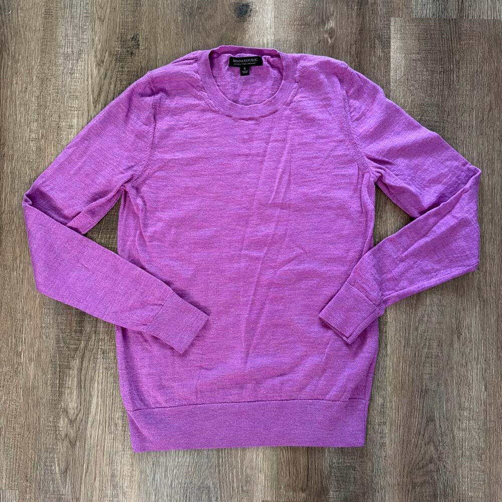 Banana Republic Sz S Extra Fine Merino Wool Sweater Lilac Old Money Preppy